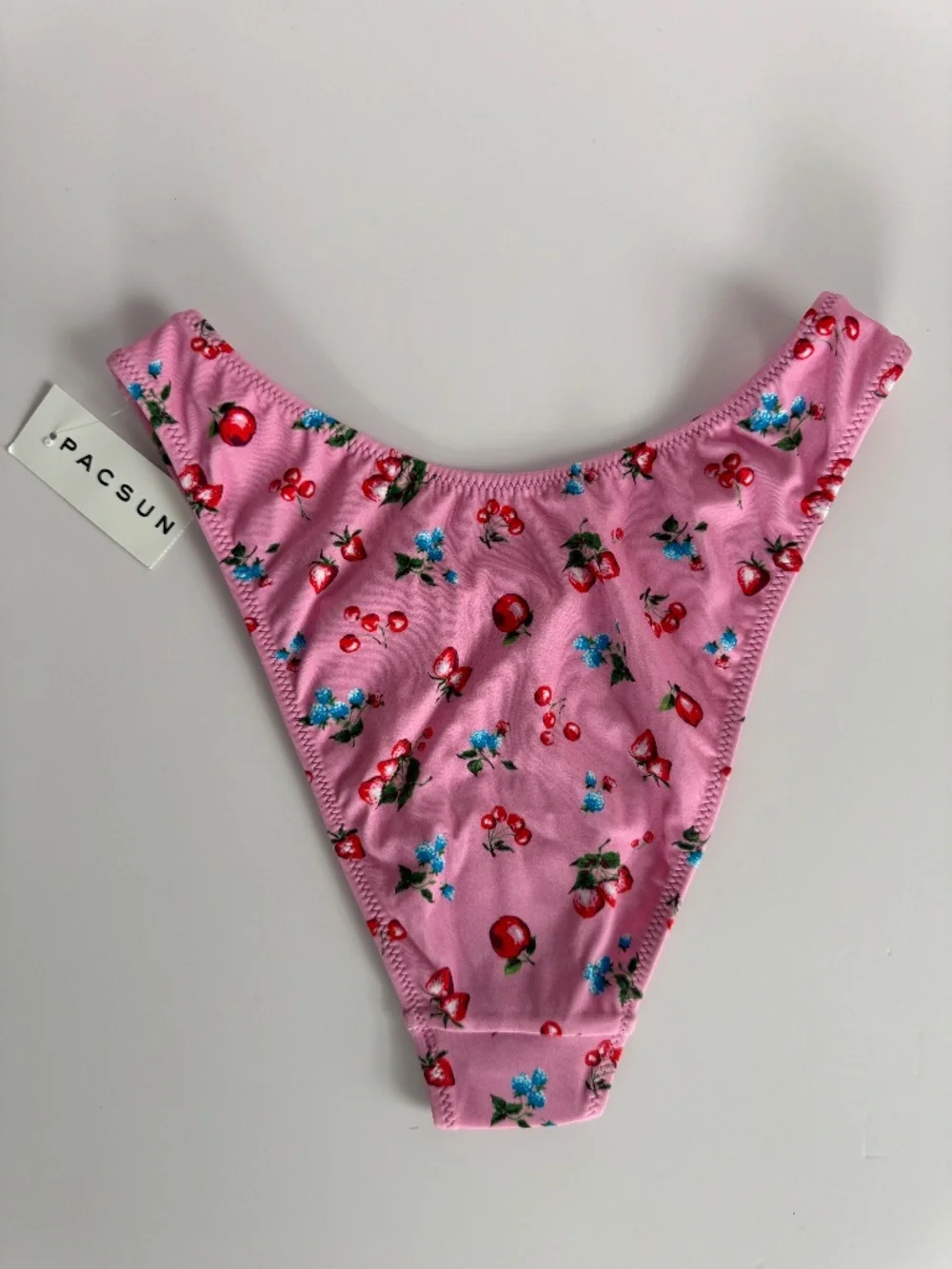 PacSun Pink Fruit Print High-Cut Bikini Bottom S NWT